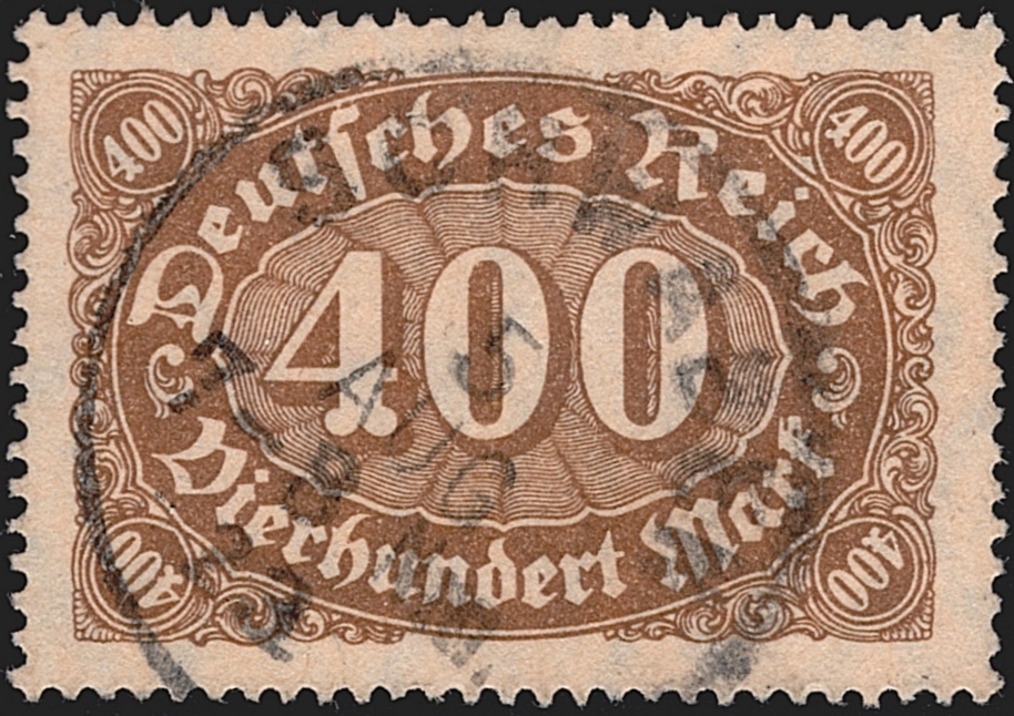 Deutschland, Deutsches Reich, Freimarken, Nr.222c, 400 Mark, olivbraun, gestempelt, signiert
