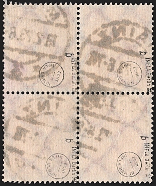 Deutschland, Deutsches Reich, Freimarken, Nr.227b, 5 Mark, braunorange, im Viererblock, gestempelt MAINZ, signiert – Bild 2