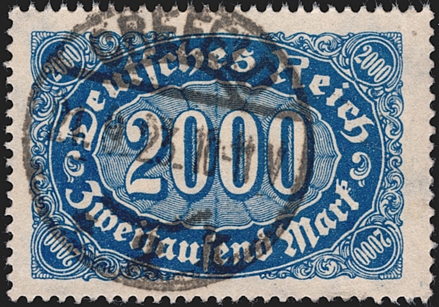 Deutschland, Deutsches Reich, Freimarken, Nr.253b, 2000 Mark, dunkelkobalt, gestempelt CREFELD, signiert