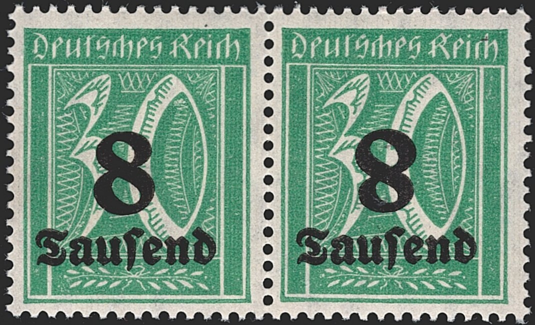 Deutschland, Deutsches Reich, Freimarken, Nr.278 AF l, kopfstehende "8", waagrechtes Paar