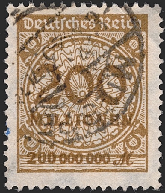 Deutschland, Deutsches Reich, Freimarken, Nr.323Ab, 200 Mio., olivbraun, gestempelt, signiert