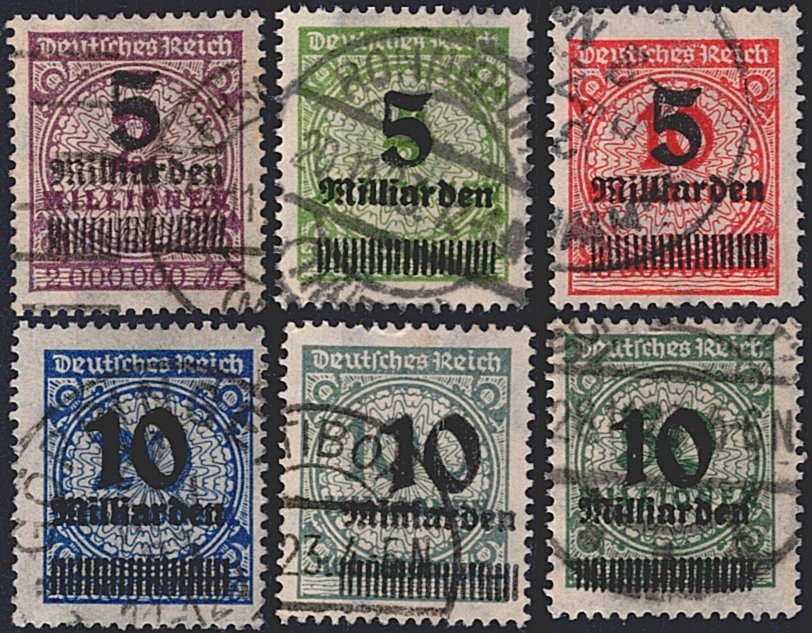Deutschland, Deutsches Reich, Freimarken, Nr.332A-337A, komplette Serie, gestempelt, alle signiert