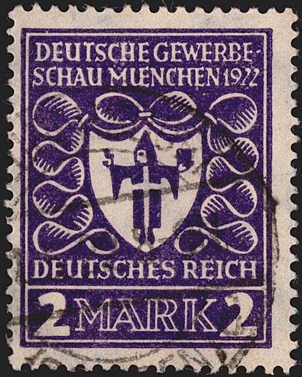 Deutschland, Deutsches Reich, Gewerbeschau, Nr.200b, 2 Mark, schwarzviolett, gestempel, signiert