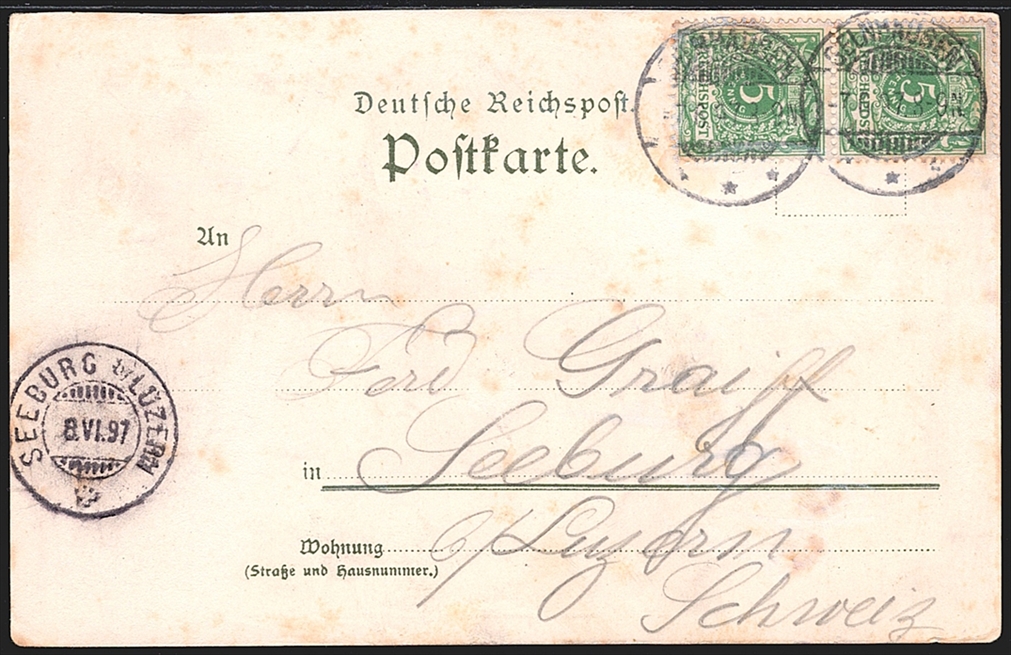 Deutschland, Lithographien, Gruss aus GELNHAUSEN, 5 Bilder, 1897 – Bild 2