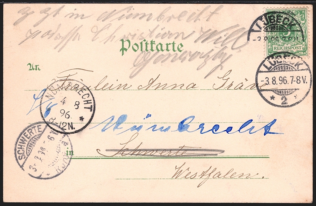 Deutschland, Lithographien, Gruss aus LÜBECK, 2 Bilder, 1896 – Bild 2