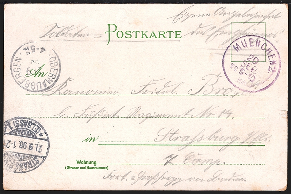 Deutschland, Lithographien, Gruss aus MÜNCHEN, 3 Bilder, 1898 – Bild 2