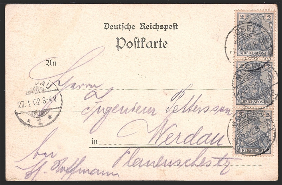 Deutschland, Lithographien, Gruss aus dem Gasthaus Forellenmühle MOSEL, 3 Bilder, 1902 – Bild 2
