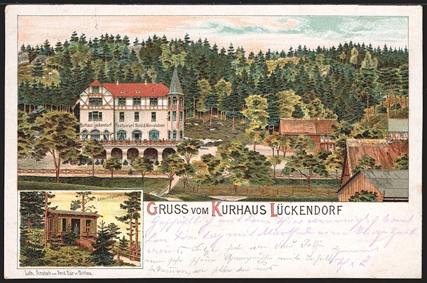 Deutschland, Lithographien, Gruss vom Kurhaus LÜCKENDORF, 2 Bilder, 1898