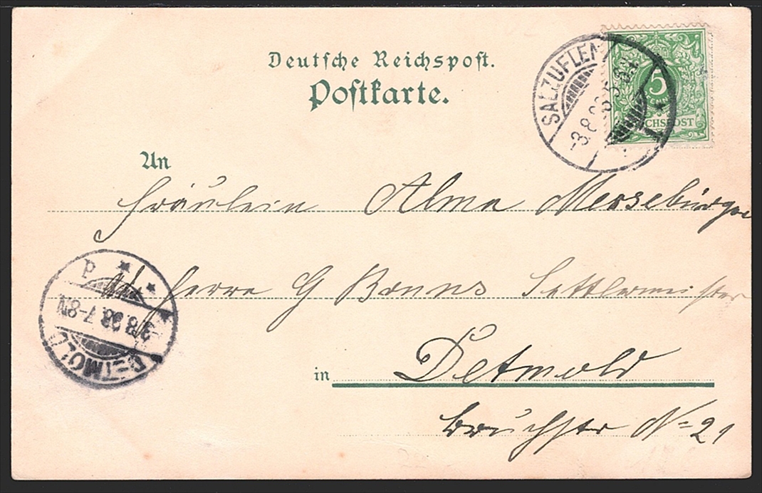 Deutschland, Lithographien, Gruss von Hoffmanns Stärkefabriken in SALZUFLEN, 2 Bilder, 1898 – Bild 2