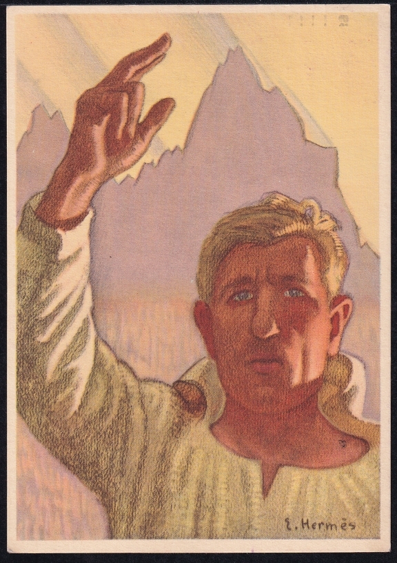 Schweiz Bundesfeierkarten 1936 Schwörender Senn, 10 Rp., gestempelt 1.8. – Bild 2