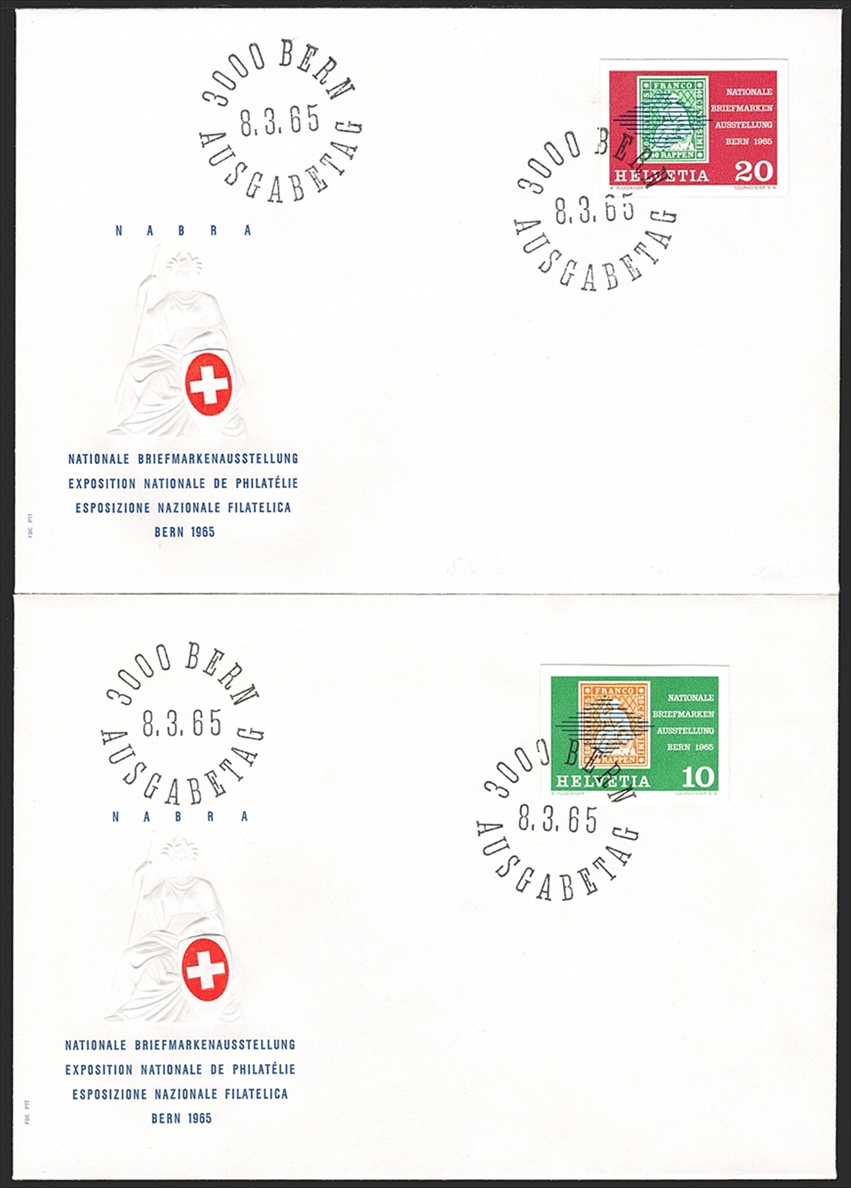Schweiz, FDC, Zuschlagsausgaben, Nr.41-42, NABRA-Bern, je auf unadressiertem Umschlag