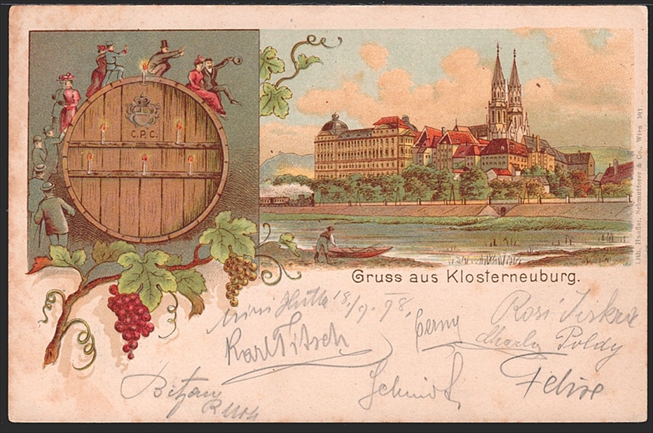 Lithographien, Niederösterreich, Gruss aus KLOSTERNEUBURG, 2 Bilder, 1898
