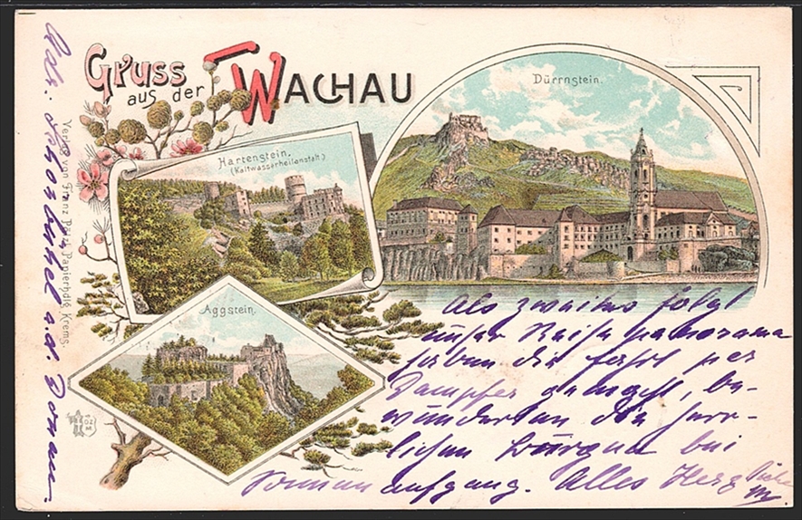 Lithographien, Niederösterreich, Gruss aus der WACHAU, 3 Bilder, 1898
