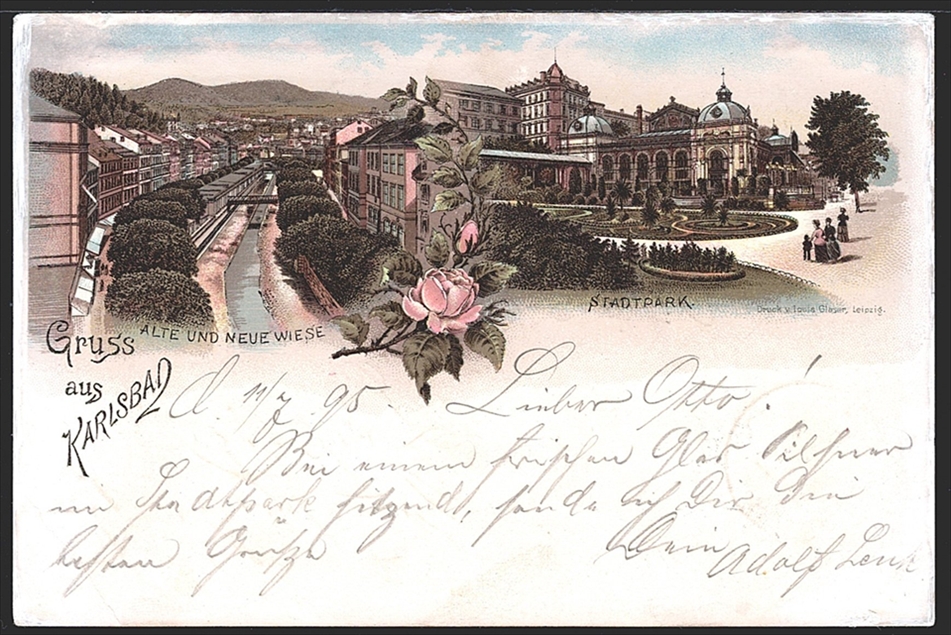 Lithographien, Österreich, Böhmen, Gruss aus KARLSBAD, 2 Bilder, 1895