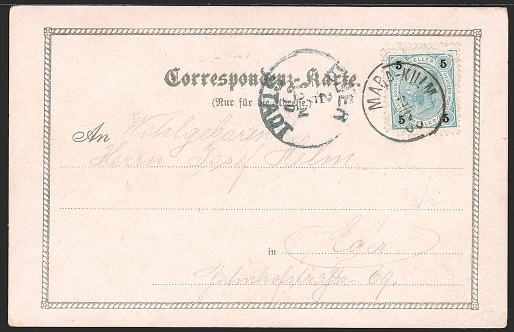 Lithographien, Österreich, Böhmen, Gruss aus MARIA-KULM, 3 Bilder, 1900 – Bild 2