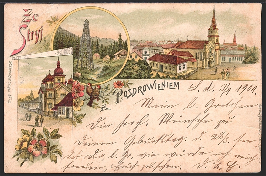 Lithographien, Österreich, Galizien, POZDROWIENIEM, 3 Bilder, 1904