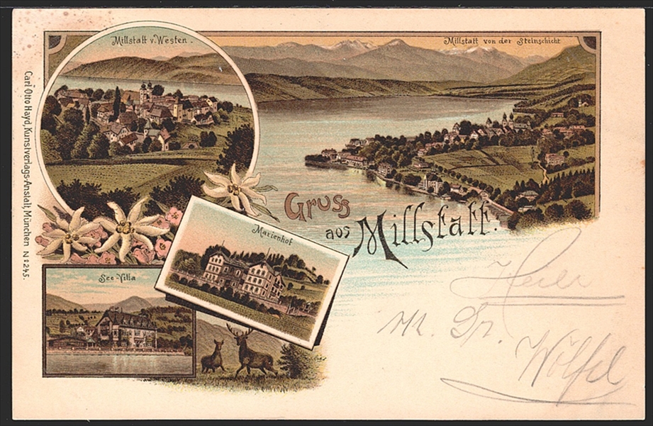 Lithographien, Österreich, Kärnten, Gruss aus MILLSTATT, 4 Bilder, 1899