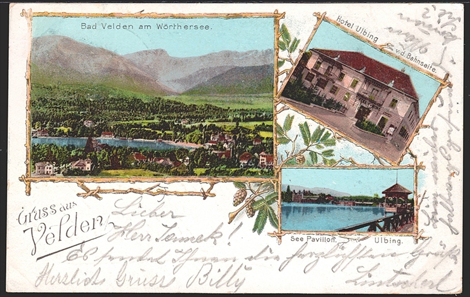 Lithographien, Österreich, Kärnten, Gruss aus VELDEN, 3 Bilder, 1899
