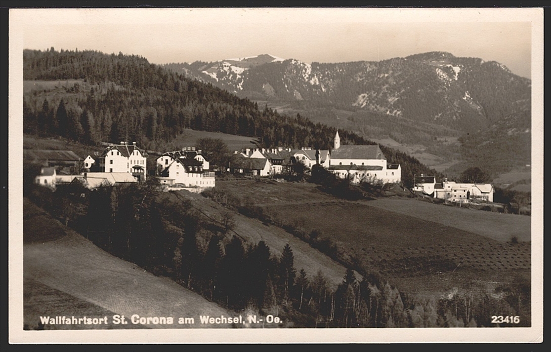 Lithographien, ST.CORONA AM WECHSEL, violetter Stempel POSTABLAGE St.CORONA AM WECHSEL