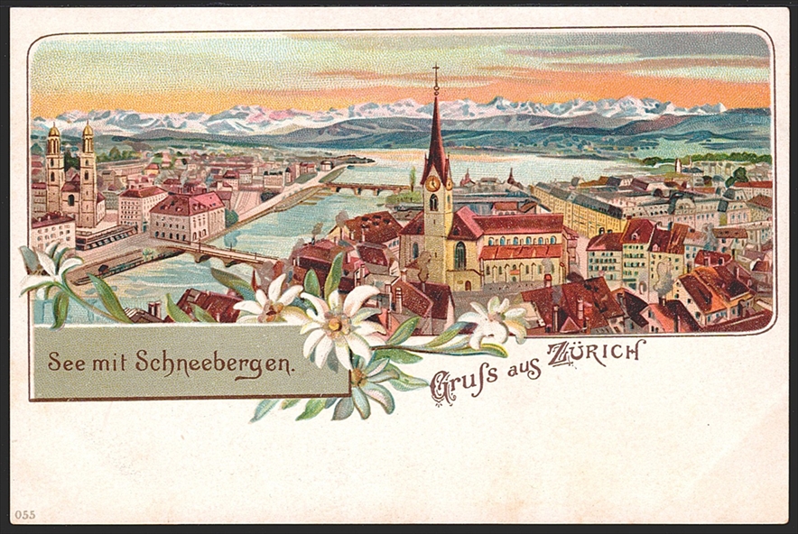Lithographien, Schweiz, Gruss aus ZÜRICH, 1 Bild, Farblitho, um 1900, nicht gelaufen