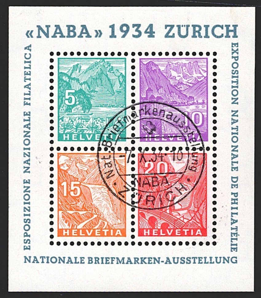 Schweiz, Blocks, Nr.1, NABA-BLOCK, Sonderstempel