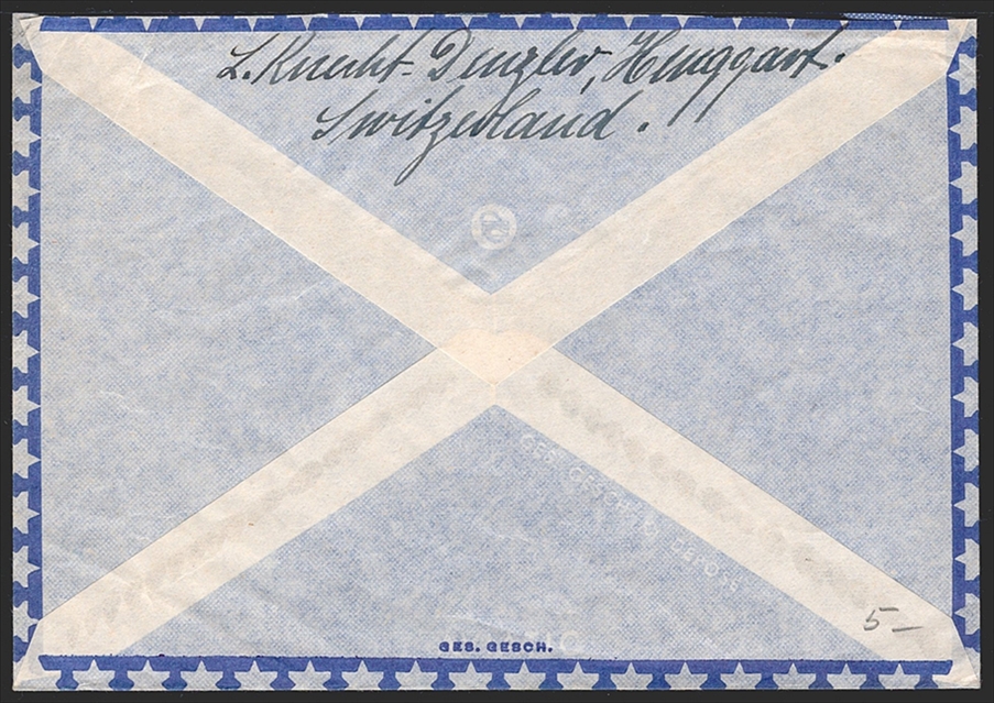 Schweiz, Blocks, Nr.25-28 je im Paar auf Bedarfsflugbrief nach USA, Stempel HENGGART – Bild 2