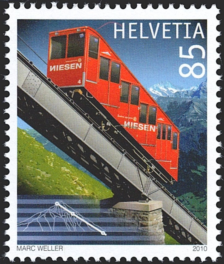 Schweiz, Abarten, Freimarken, Nr.1349.Ab.1, "rote Linie oberhalb der Kabine"