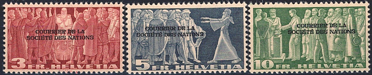 Schweiz, Ämter, SDN, Nr.89-91, Symbolische Darstellungen, komplette Serie
