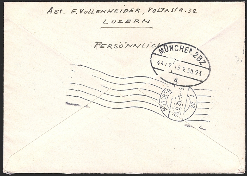 Schweiz, Zuschlagsausgaben, Blocks, Nr.11/F22, AARAU, portogerechter, eingeschriebener FDC mit Sonderstempel nach München – Bild 2