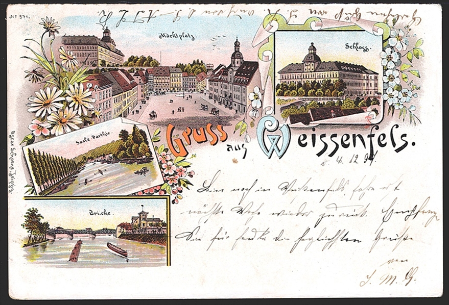 Deutschland, Lithographien, Gruss aus WEISSENFELS, 4 Bilder, 1897