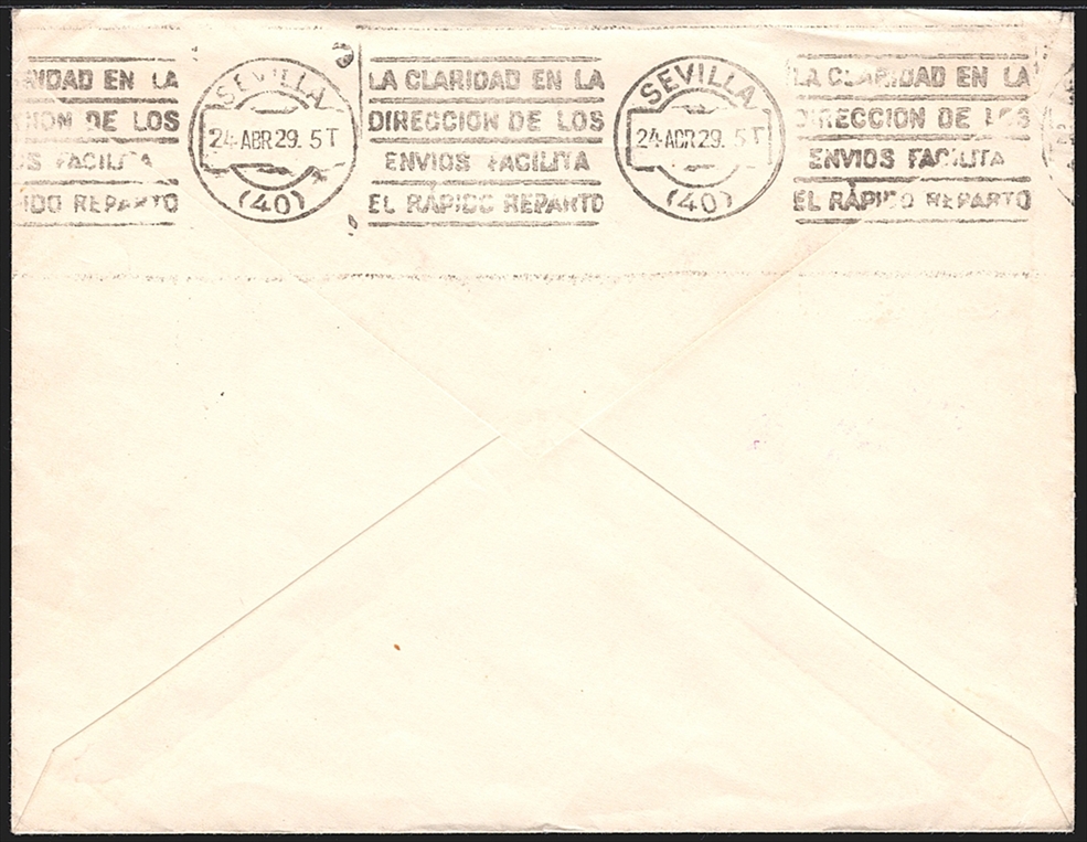 Deutschland, Zeppelin, Deutsches Reich, Mittelmeerfahrt 1929, Si. 24.A, Abwurf Sevilla, frankiert mit Nr.365 – Bild 2