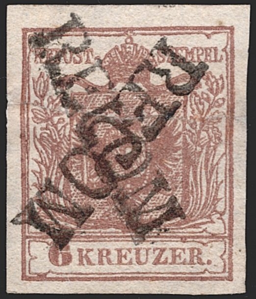 Österreich 1850 6 Kreuzer FB Nr. 4 "braun" MP Type III gestempelt RECOM