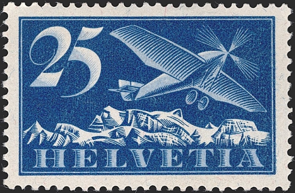 Schweiz, Abarten, Flugpost, Nr.5.1.05, deutlicher, rückseitiger Abklatsch – Bild 2