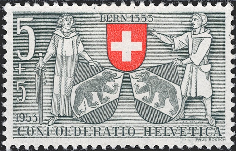 Schweiz, Abarten, Pro Patria, Nr.61.2.02a, Farbfleck zwischen den Hinterbeinen