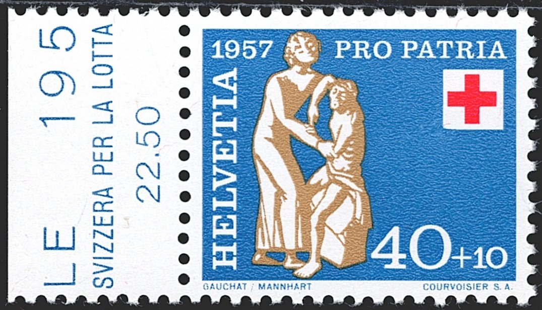 Schweiz, Abarten, Pro Patria, Nr.85.3.01, linke untere Ecke des Wappenschildes retouchiert