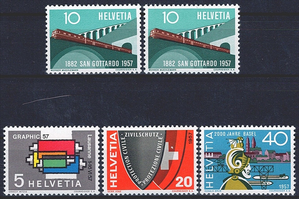 Schweiz, Freimarken, Nr.328-331, komplette Serie inkl. "braner Zugsboden"