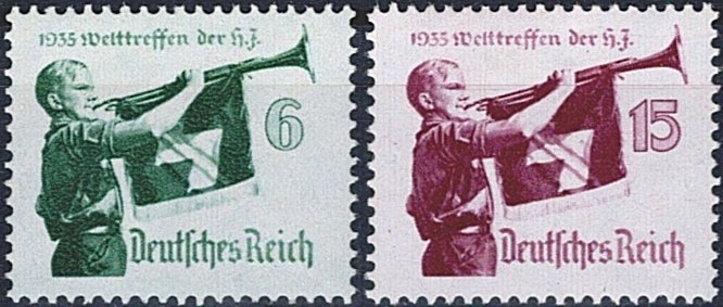 Deutschland, Deutsches Reich, Hitler-Jugend, Nr.584x-585x, senkrechte Riffelung