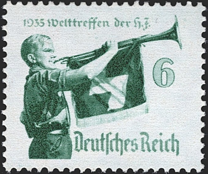 Deutschland, Deutsches Reich, Hitler-Jugend, Nr.584y, waagrechte Riffelung