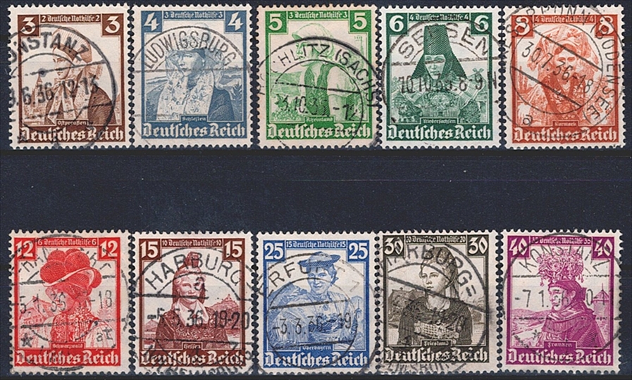 Deutschland, Deutsches Reich,Trachten, Nr.588-597, komplette Serie, Vollstempel
