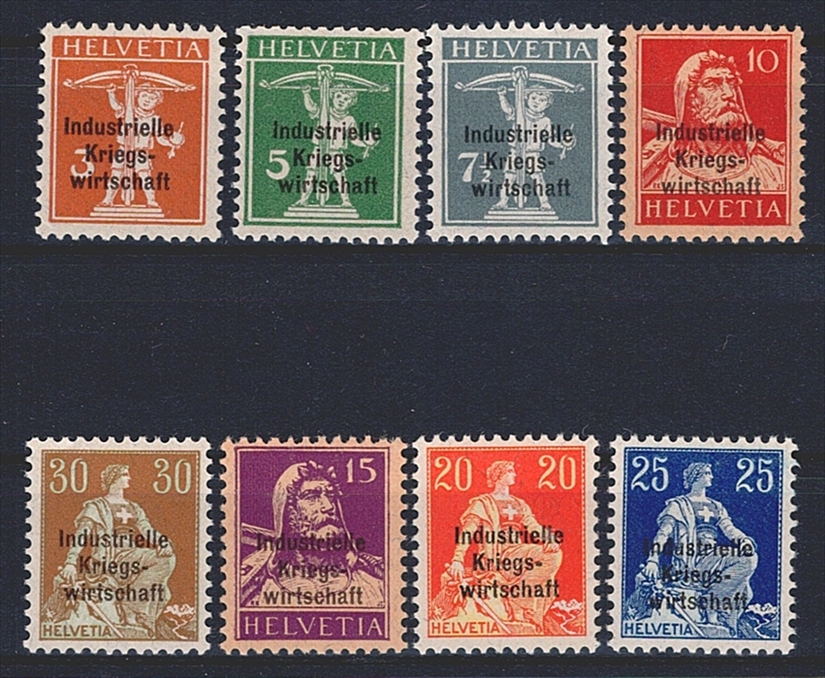 Schweiz, Dienst, IKW, Nr.9-15, komplette Serie, 8 Werte, signiert