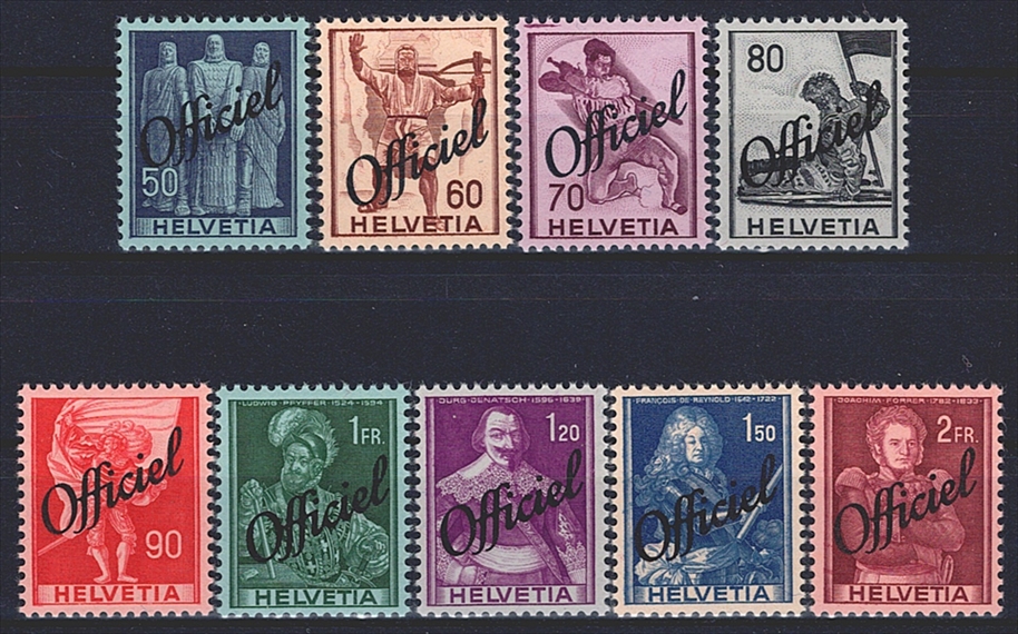 Schweiz, Dienst, Verwaltungsmarken, Nr.55-63, komplette Serie, 9 Werte