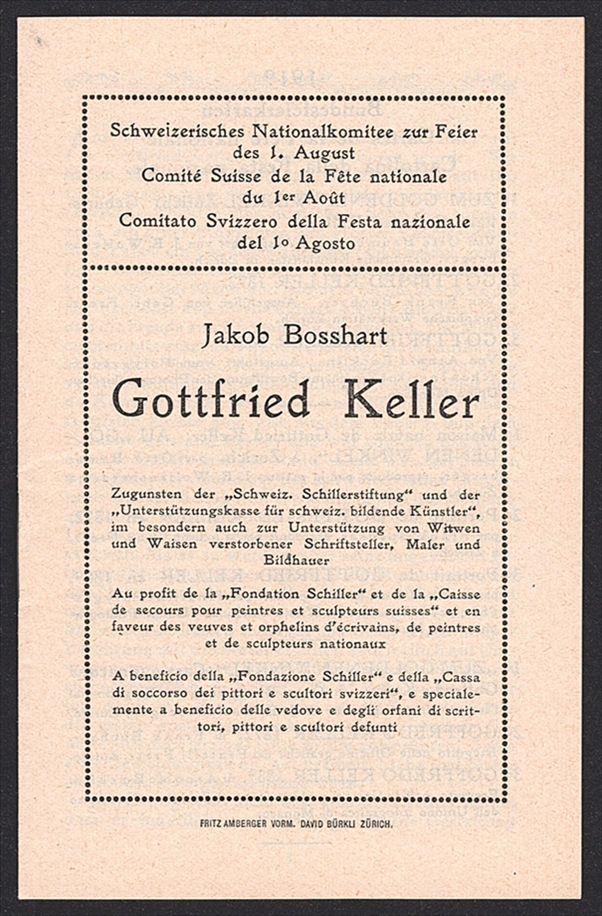 Schweiz, Bundesfeierkarten, 1918, Gottfried Keller, Nr.25-27a, in Originalumschlag, inklusive Beschreibung – Bild 2