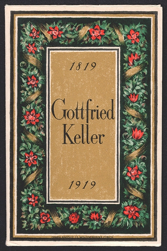 Schweiz, Bundesfeierkarten, 1918, Gottfried Keller, Nr.25-27a, in Originalumschlag, inklusive Beschreibung