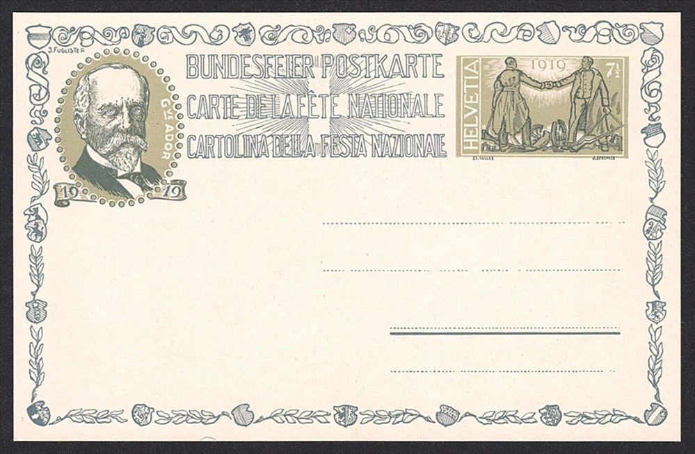 Schweiz, Bundesfeierkarten, 1918, Gottfried Keller, Nr.25-27a, in Originalumschlag, inklusive Beschreibung – Bild 10