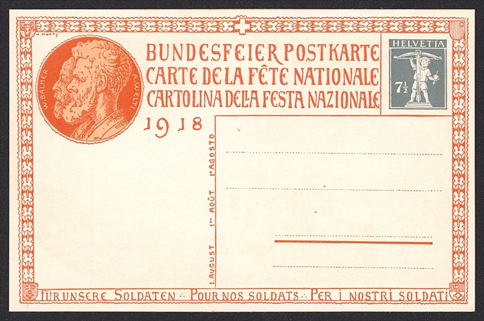 Schweiz, Bundesfeierkarten, 1918, Landsgemeinde, Nr.20-24, in Originalumschlag, inklusive Beschreibung – Bild 3