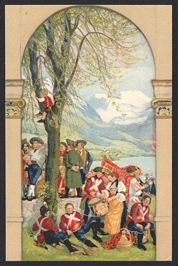Schweiz, Bundesfeierkarten, 1918, Landsgemeinde, Nr.20-24, in Originalumschlag, inklusive Beschreibung – Bild 4
