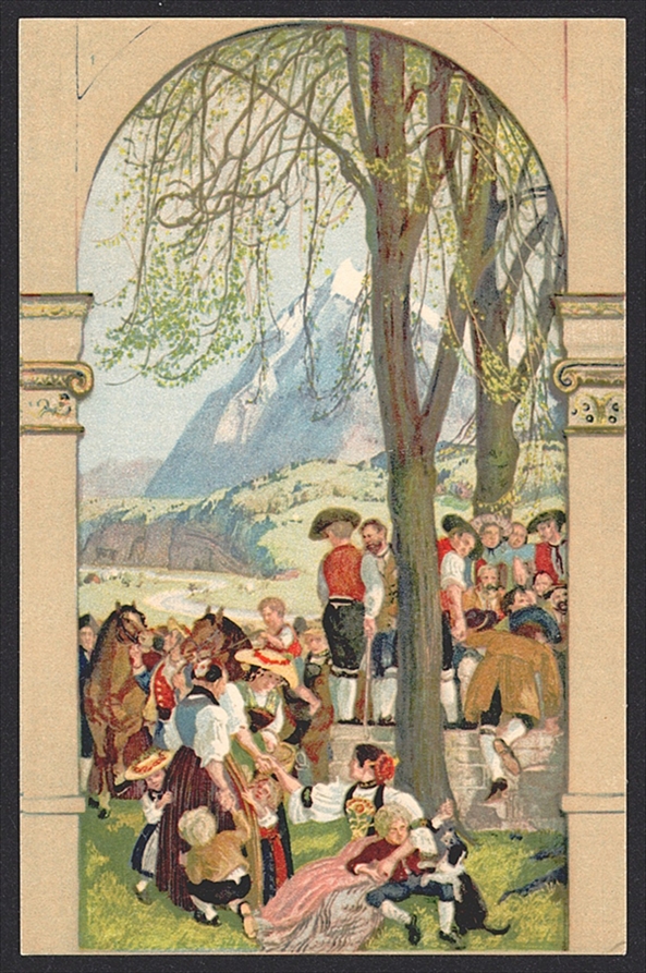 Schweiz, Bundesfeierkarten, 1918, Landsgemeinde, Nr.20-24, in Originalumschlag, inklusive Beschreibung – Bild 5