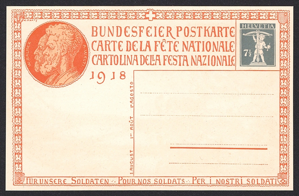 Schweiz, Bundesfeierkarten, 1918, Landsgemeinde, Nr.20-24, in Originalumschlag, inklusive Beschreibung – Bild 10