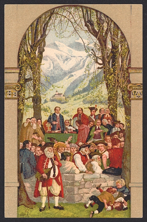 Schweiz, Bundesfeierkarten, 1918, Landsgemeinde, Nr.22ao, Adressseitig grau, ohne Nummer bildseitig – Bild 2
