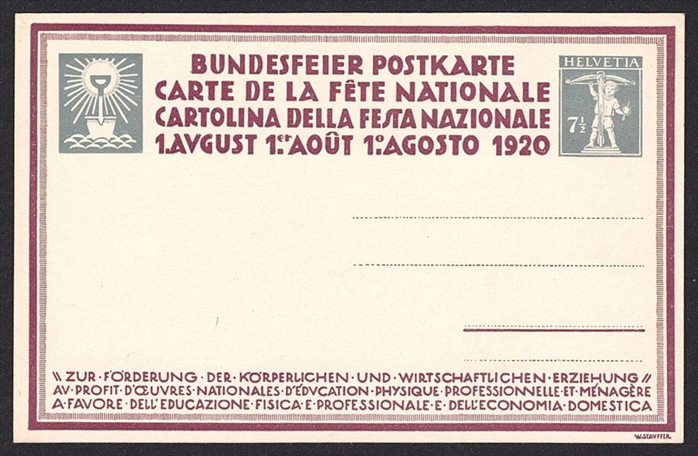 Schweiz, Bundesfeierkarten, 1920, Nr.30, Holzfäller